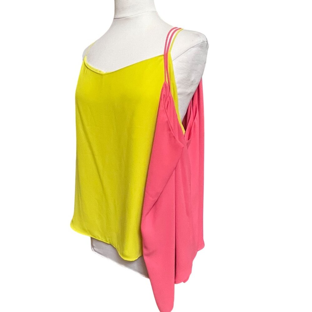 Loft Womens Set 2 Yellow & Coral Camisole String Racer Tank Top Cami Size L